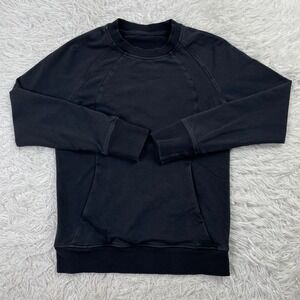Lululemon Sweater Womens 4 Black Scuba Crew Neck Fleece Sweatshirt‎ Casual Gym